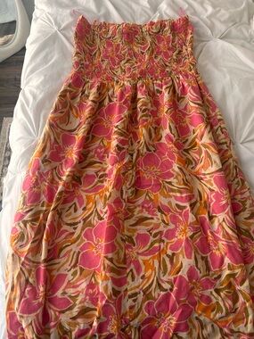 Sadie & Sage Pink Orange Floral Midi Dress